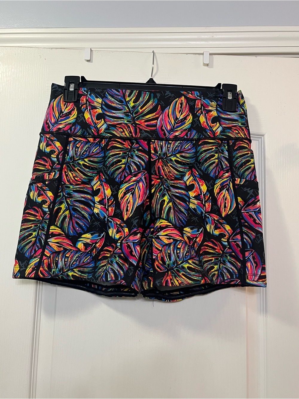 Constantly Varied Gear Black Tropical Leaf Multi-Color Athletic Shorts